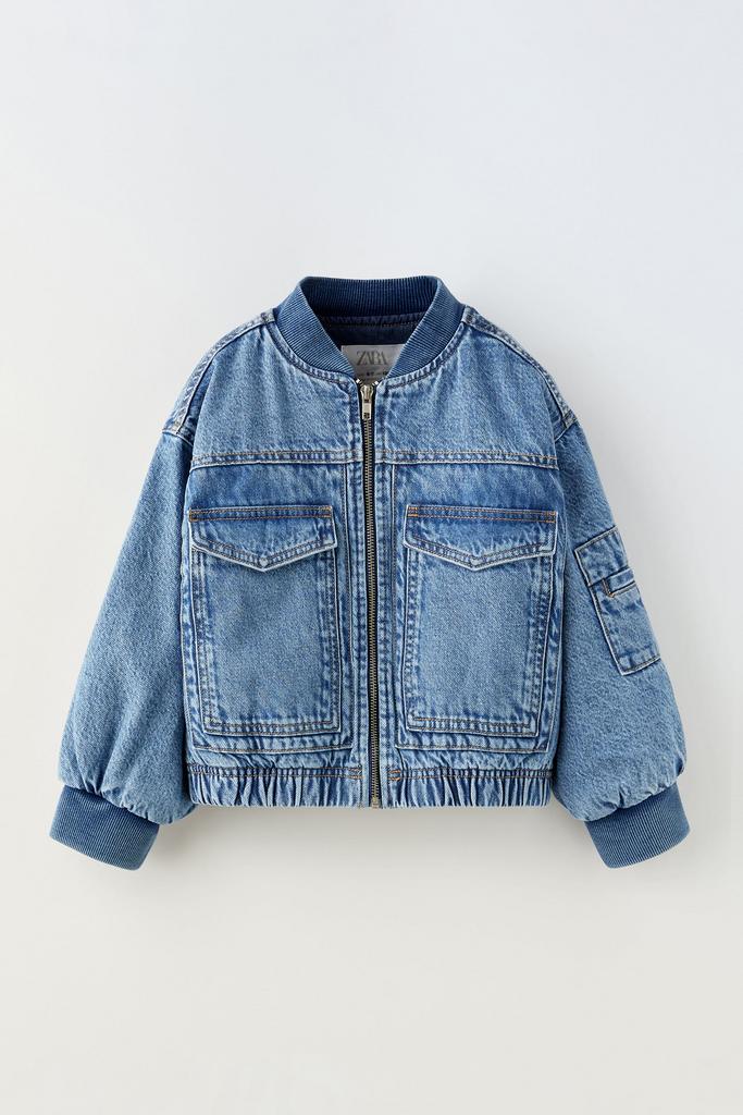 Джинсова куртка-бомбер Синя