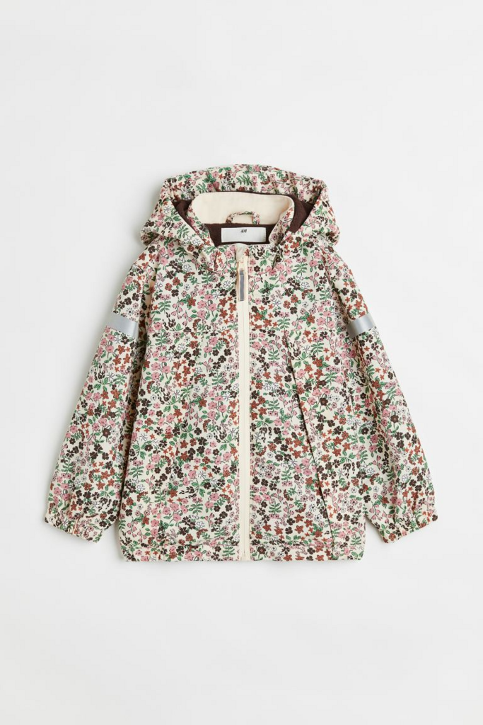 Куртка з водовідштовхувальної тканини з квітковим візерунком Бежева