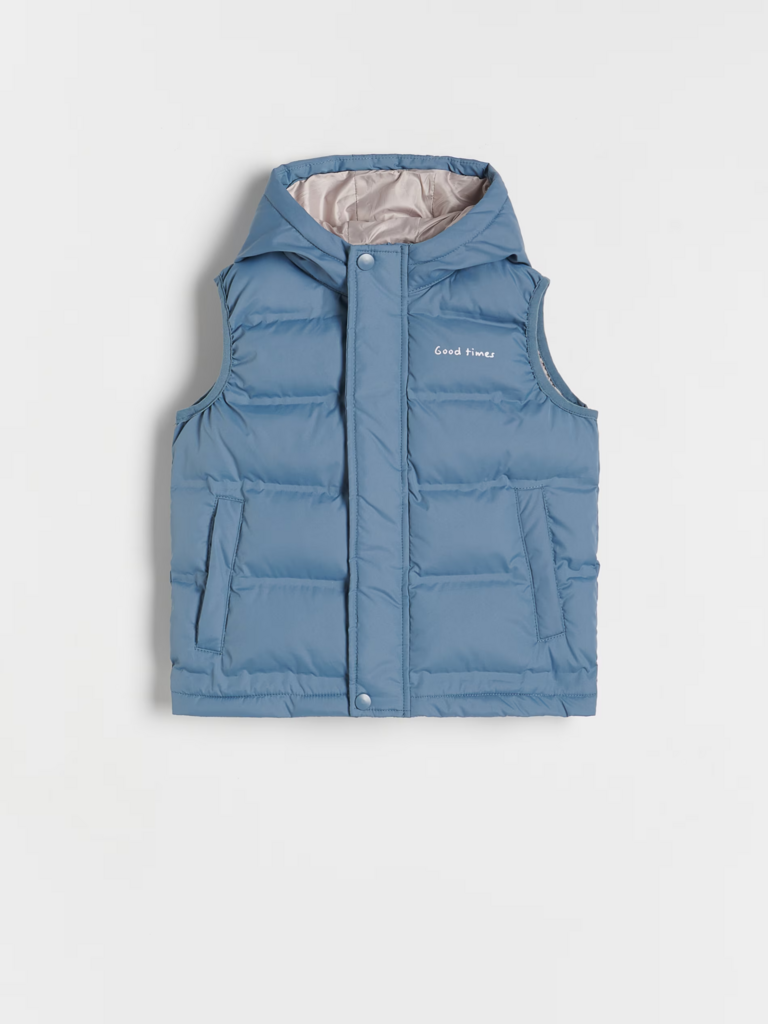 Стьобаний жилет із каптуром Сталево-синій