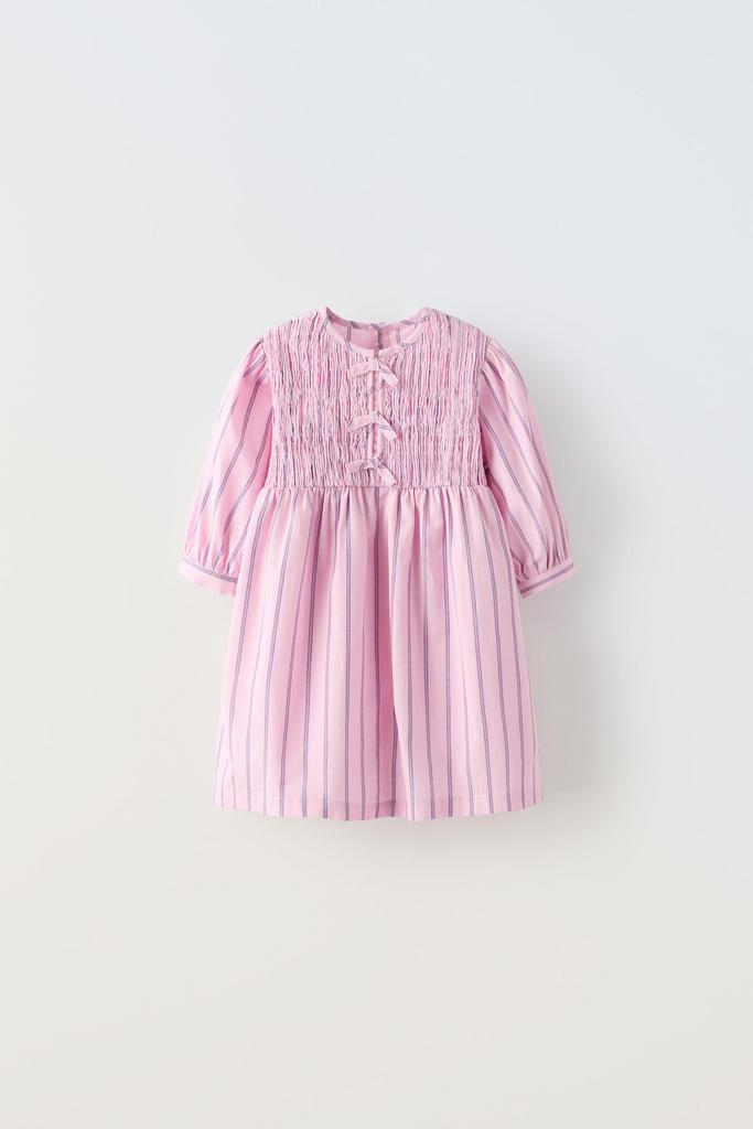 Смугаста сукня з попліну Рожева