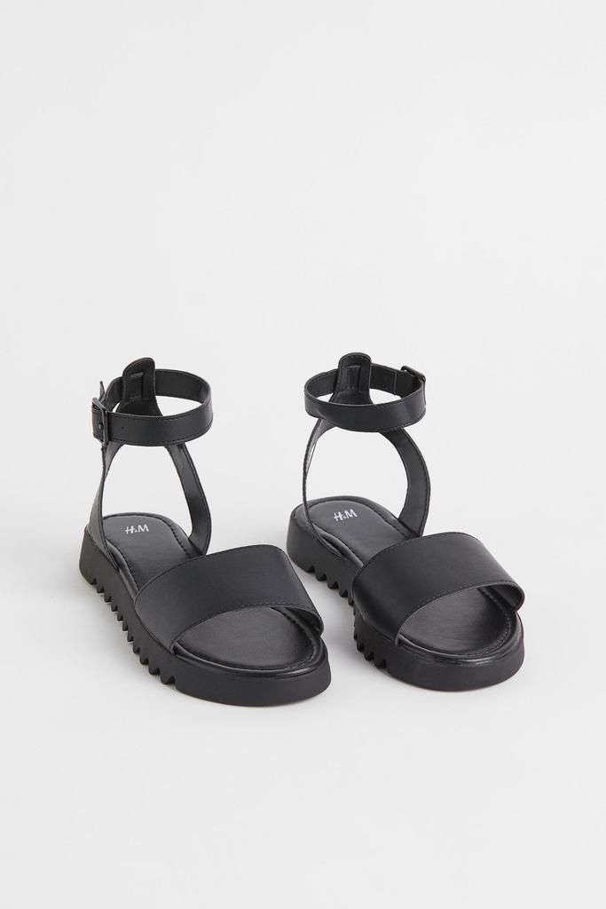 Босоніжки зі штучної шкіри Чорні