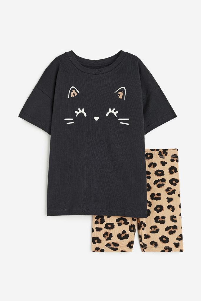Візерунчастий комплект з 2 частин "Леопард" Чорний