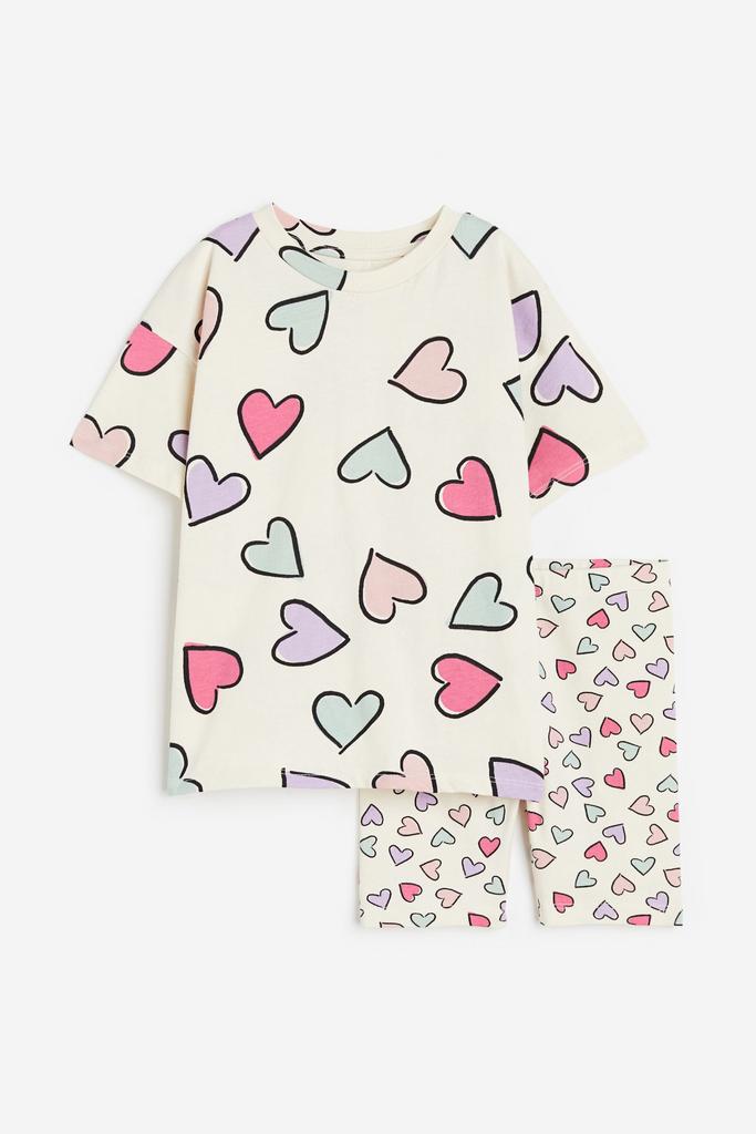 Візерунчастий комплект з 2 предметів "Серця" Кремовий