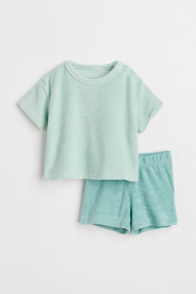 Махровий комплект з двох предметів М'ятно-зелений/бірюзовий