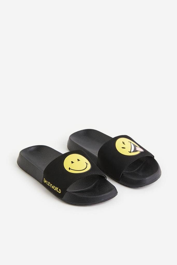 Шльопанці з принтом SmileyWorld® Чорні