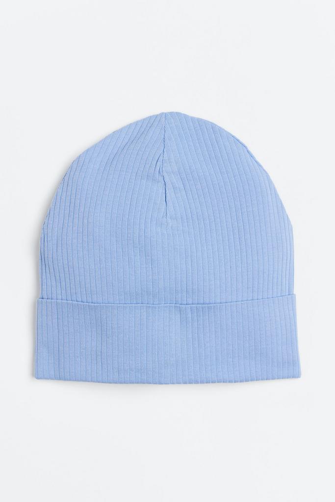 Шапка з ребристого трикотажу Світло-блакитна