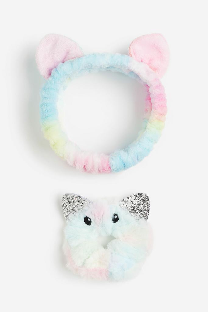 Пухнаста пов'язка та резинка для волосся Unicorn Різнокольорова