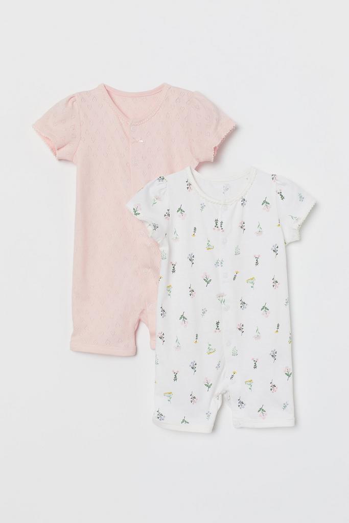Бавовняні комбінезони комплект 2 шт Білий та рожевий