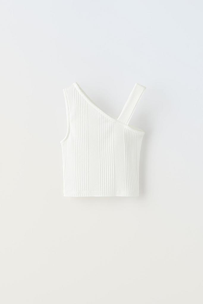 Асиметрична майка з бретелею Біла