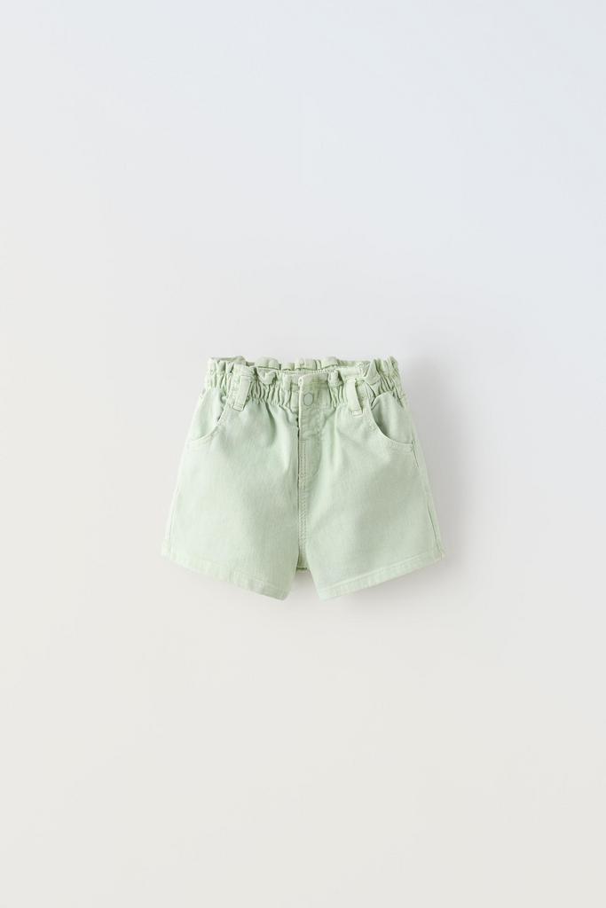 Твілові шорти з поясом пейпербег М'ятні
