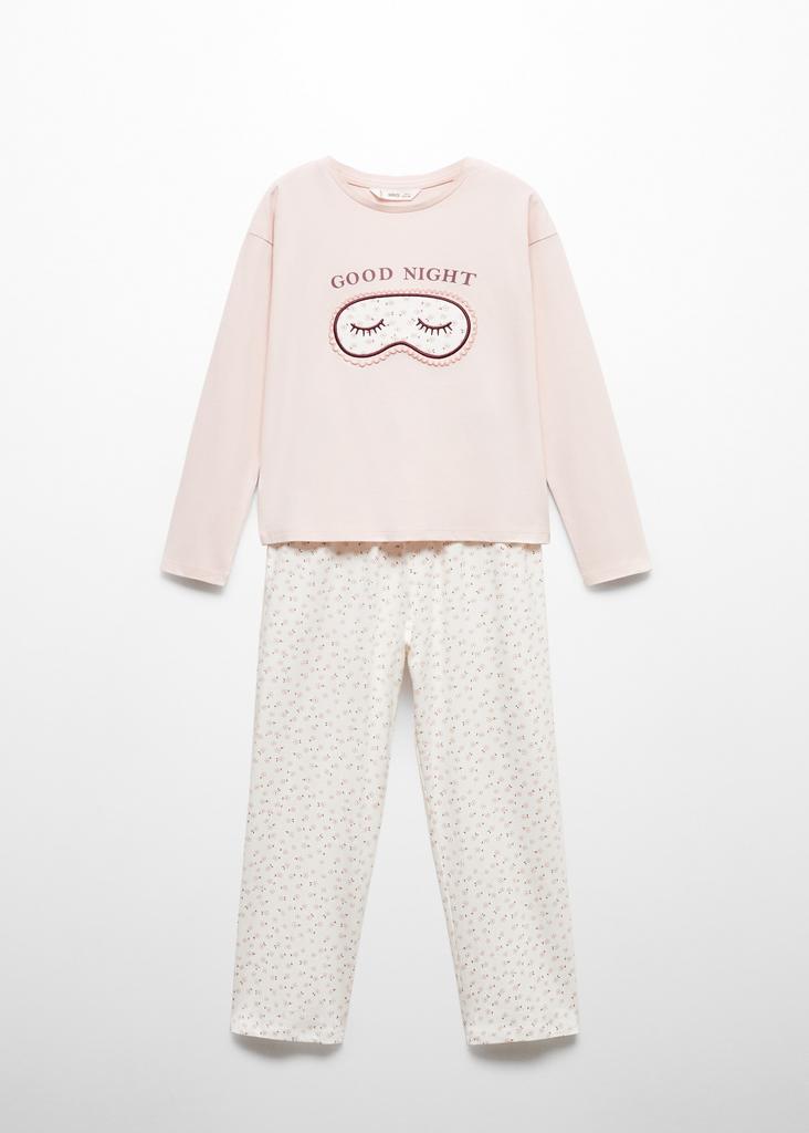 Довга піжама з принтом Рожева