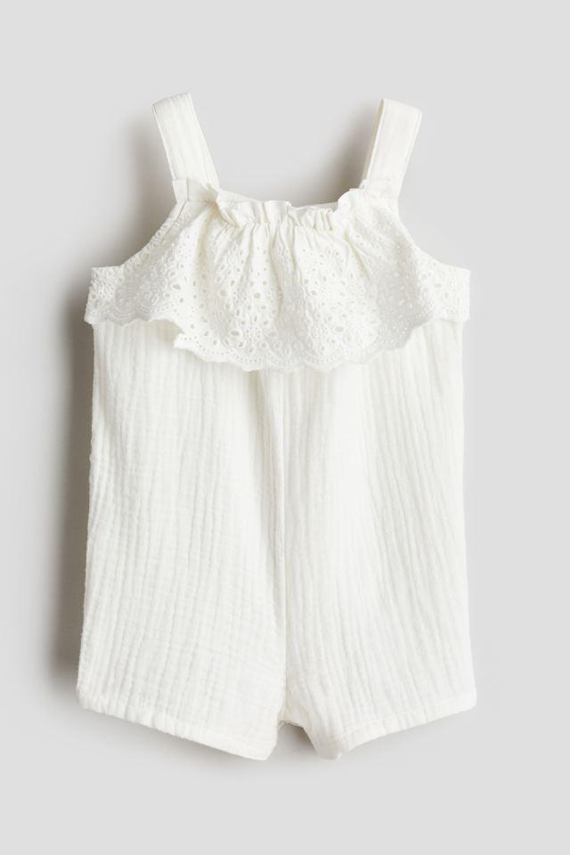 Бавовняний мусліновий комбінезон Білий