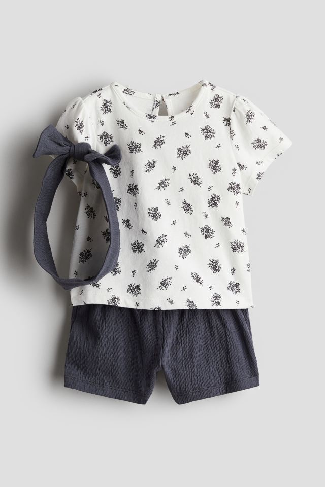 Комплект бавовняний топ шорти та пов'язка