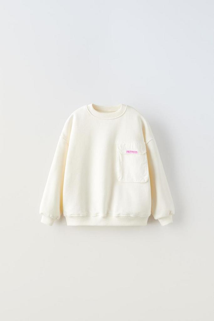 Світшот з кишенею і надписом Білий