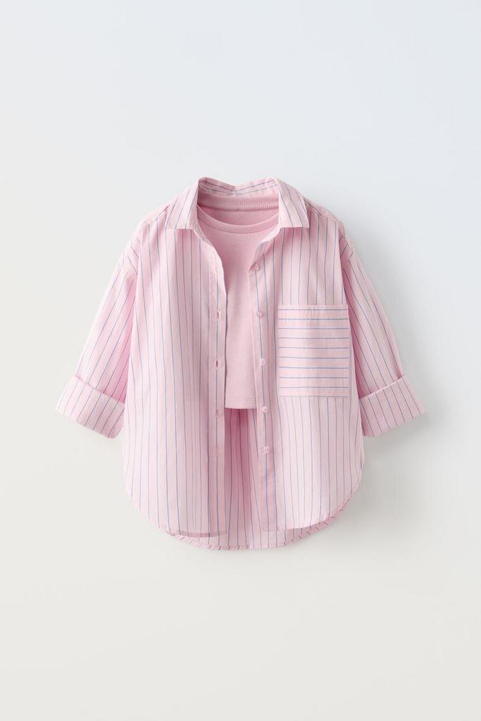 Сорочка смугаста з топом у рубчик
