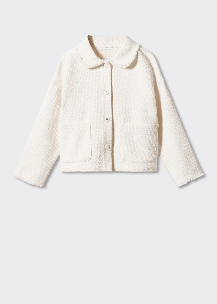 Комплект із фактурного жакета з кишенями та фактурної міні-спідниці Екрю