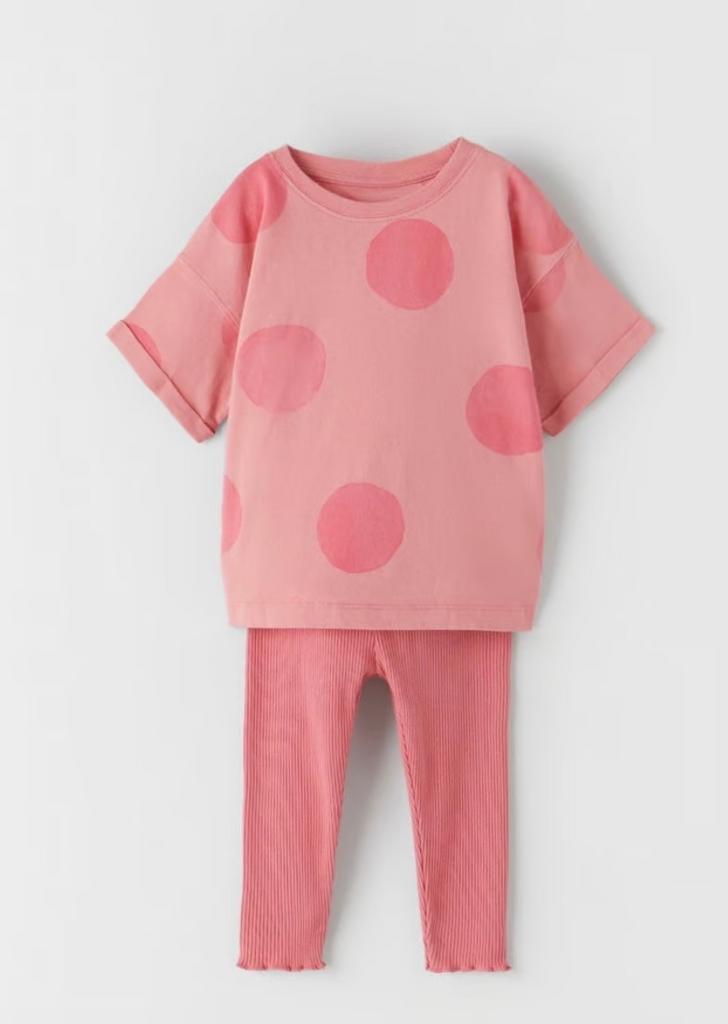 Комплект із футболкою та легінсами Рожевий