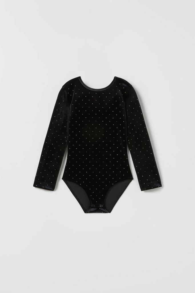 Боді оксамитове зі стразами Чорне