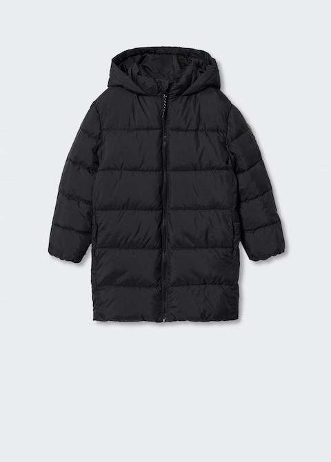 Стьобане довге пальто Чорне