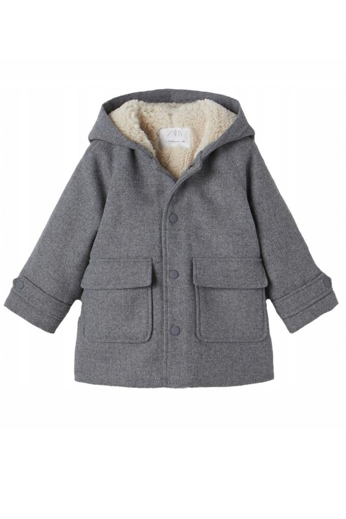 Флісове пальто на підкладці з овчини Сіре