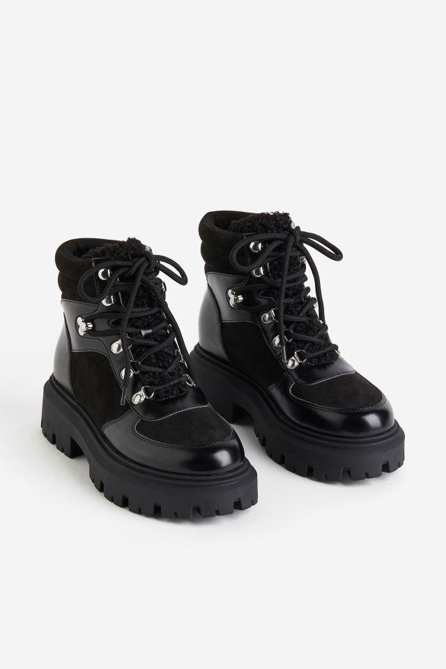 Масивні черевики на шнурівці Чорні