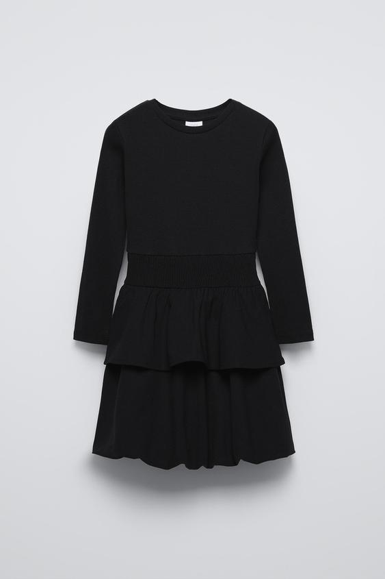 Сукня-балон у рубчик Чорна