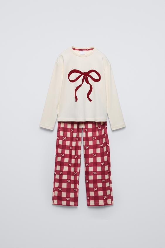 Картата піжама з бантиком