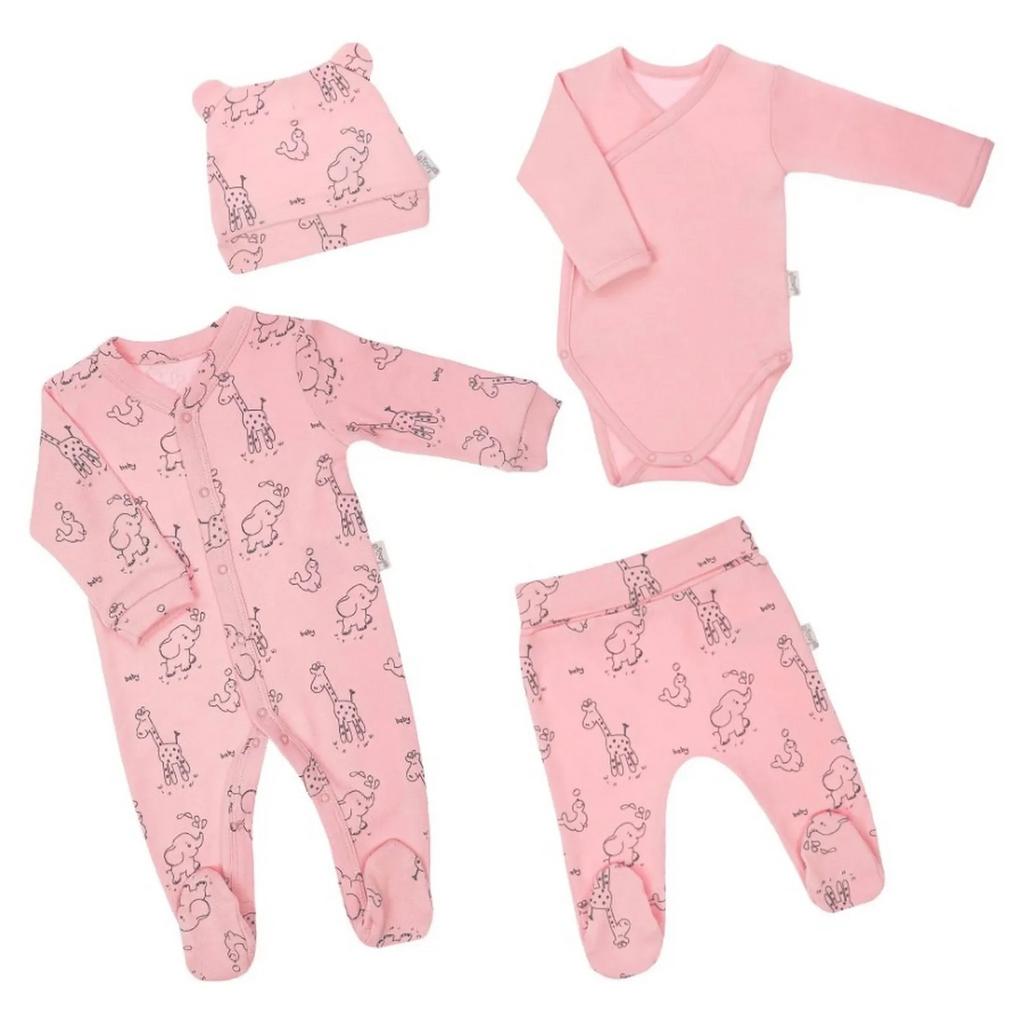 Набір для немовлят з чотирьох елементів Рожевий