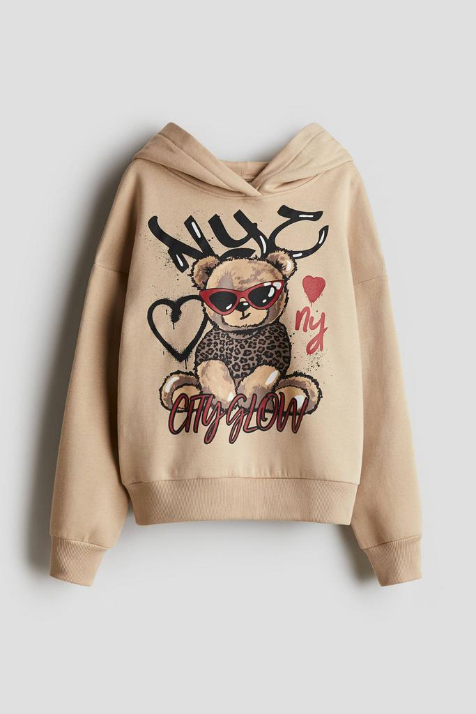 Світшот з капюшоном та принтом Коричневий