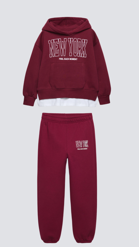 Костюм з флокованим написом Бордовий
