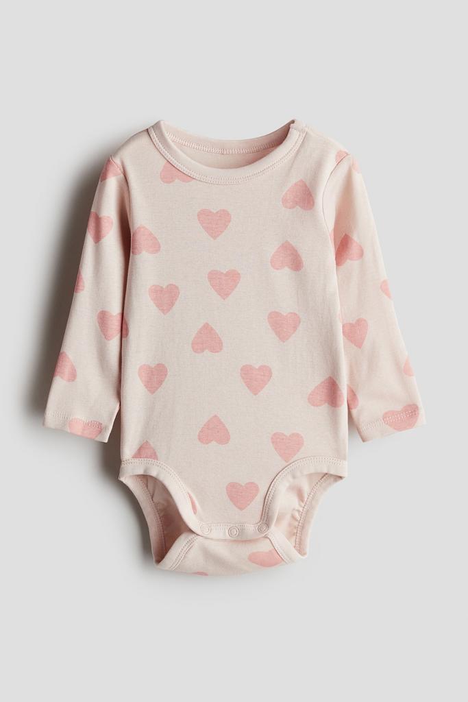 Боді з принтом та довгими рукавами