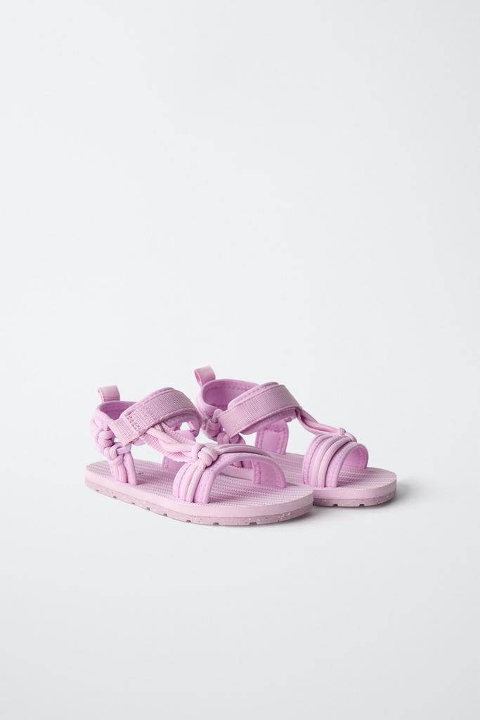 Босоніжки з ремінцями-мотузками Рожеві