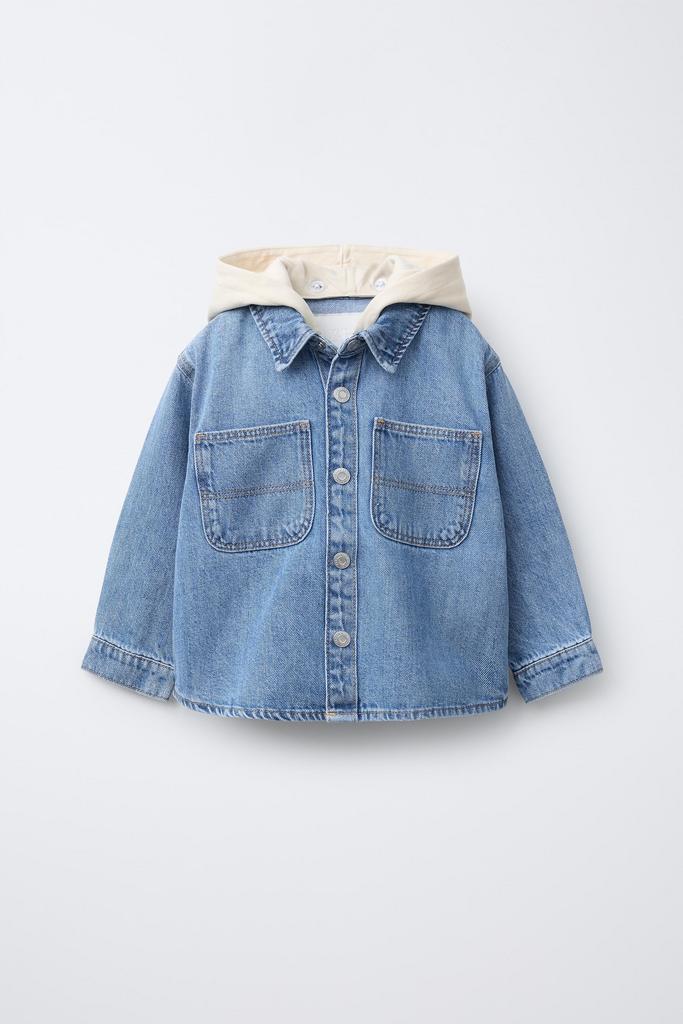 Джинсова верхня сорочка зі знімним капюшоном