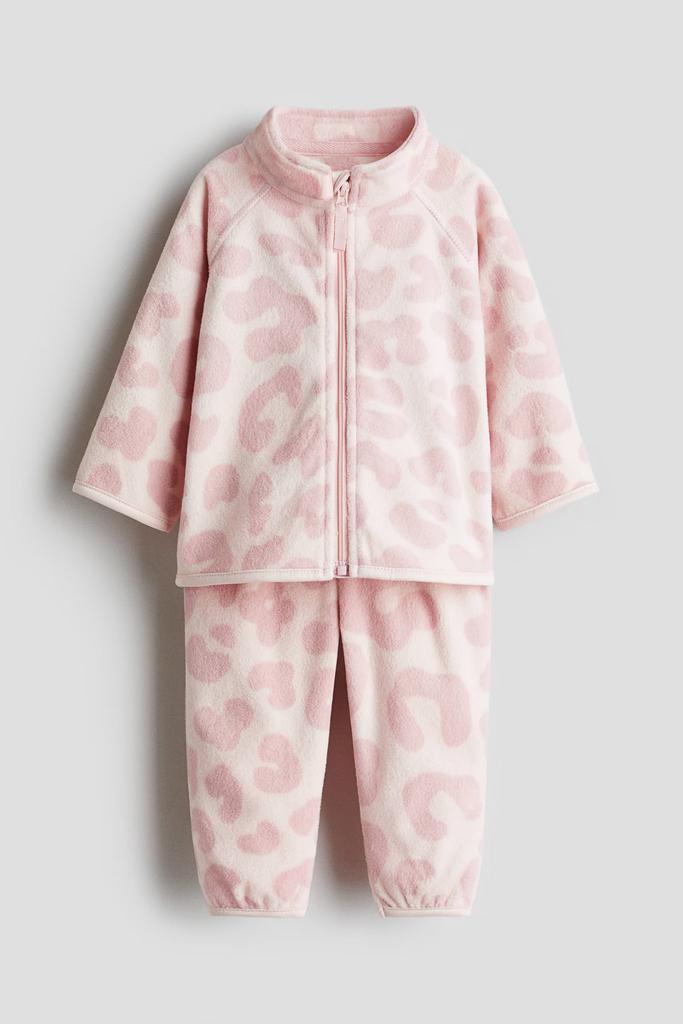 Флісовий костюм з тваринним принтом Рожевий