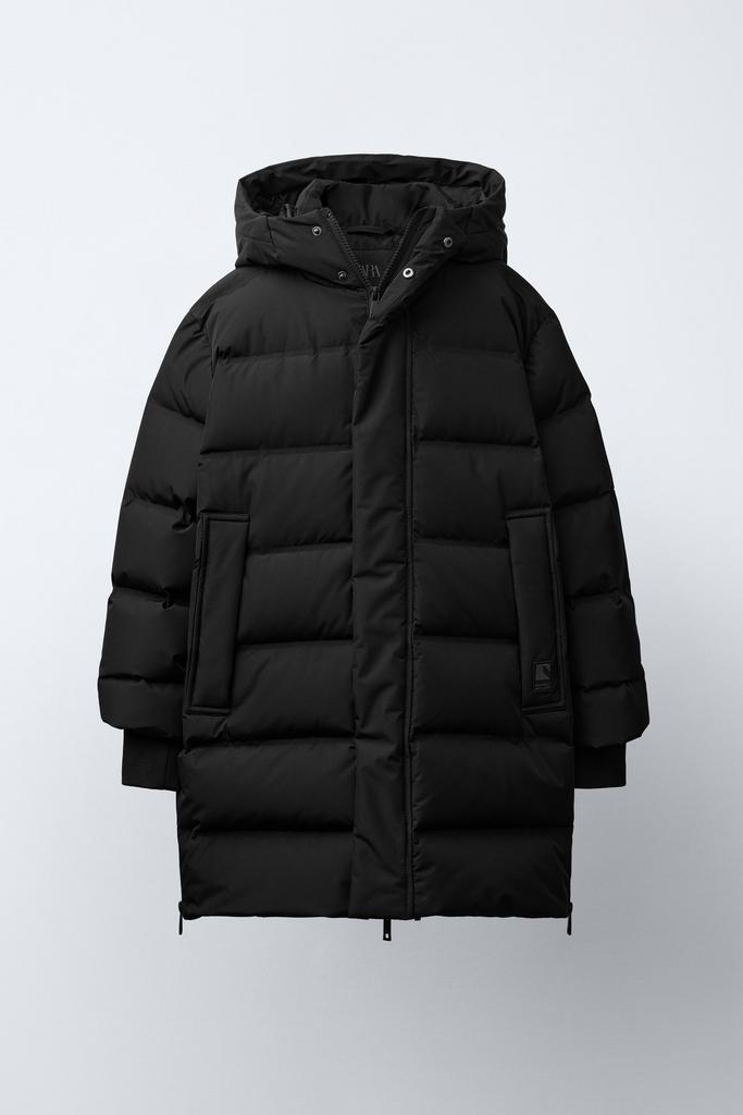 Довгий водовідштовхуючий пуховик із пуху та пера