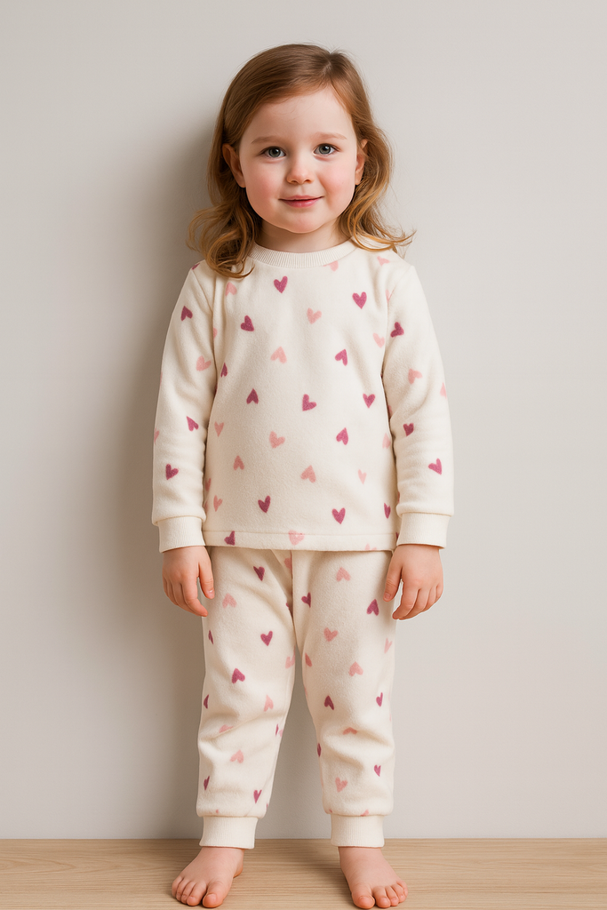 Флісова піжама з сердечками
