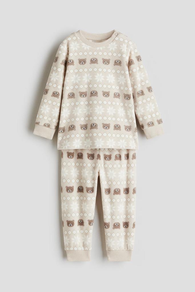 Флісова піжама з ведмедиками Бежева