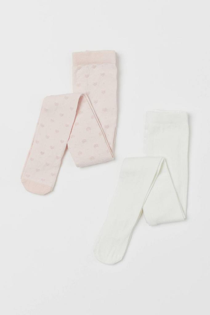 Колготи з принтом серця Рожеві та Білі у комплекті