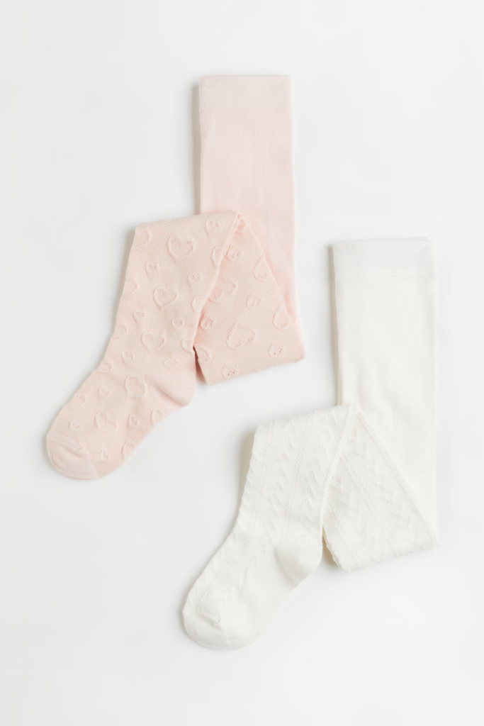 Колготи з принтом серця Рожеві та Білі у комплекті