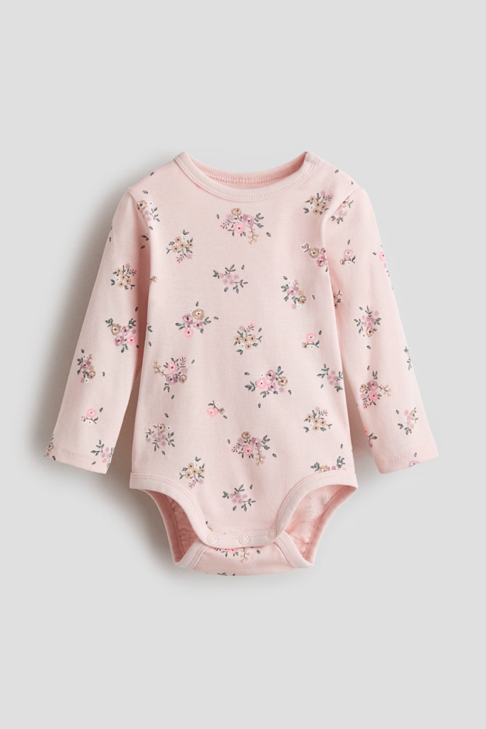 Боді з круглим коміром та принтом квітів