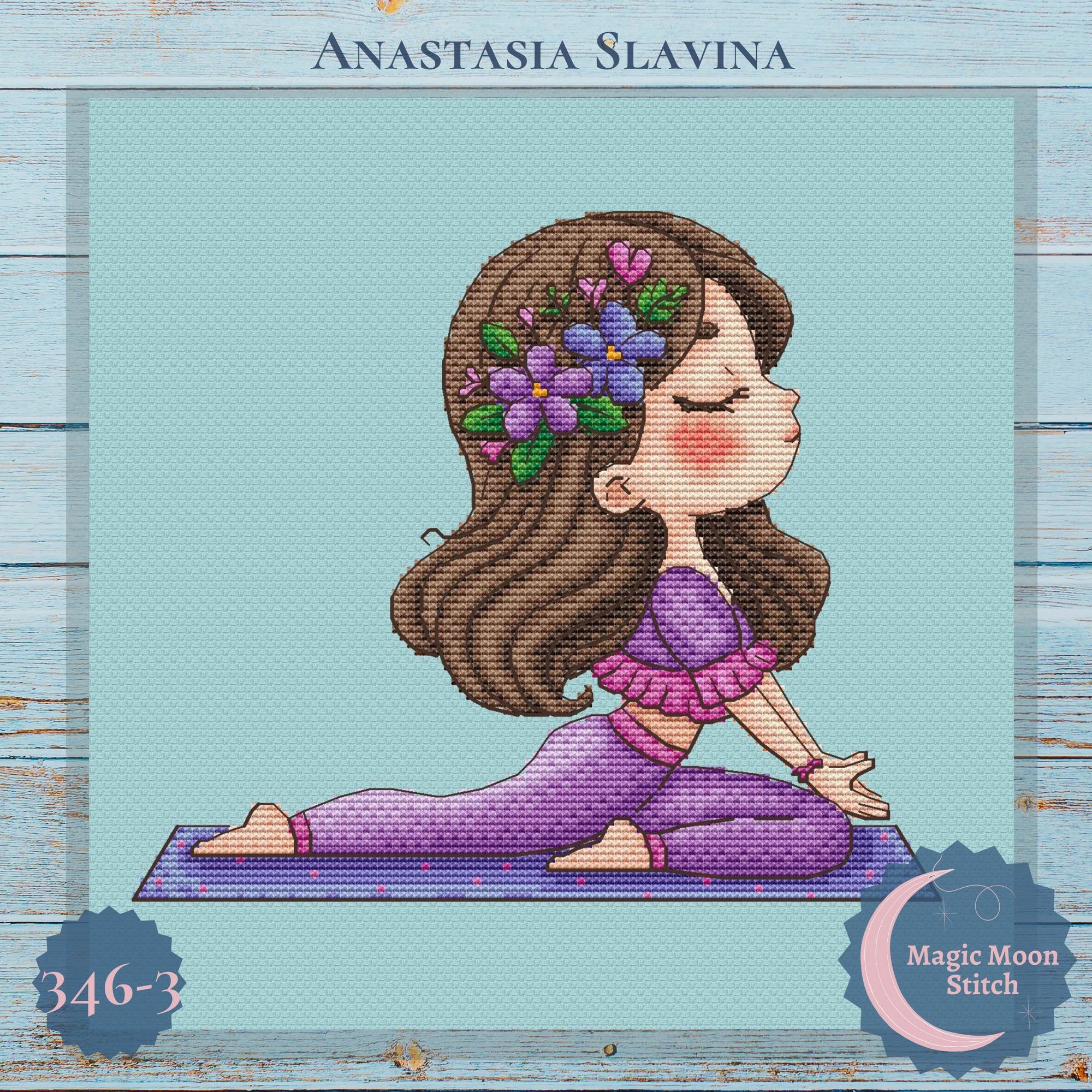 Yoga girl 3 (3 colors) - cross stitch pattern