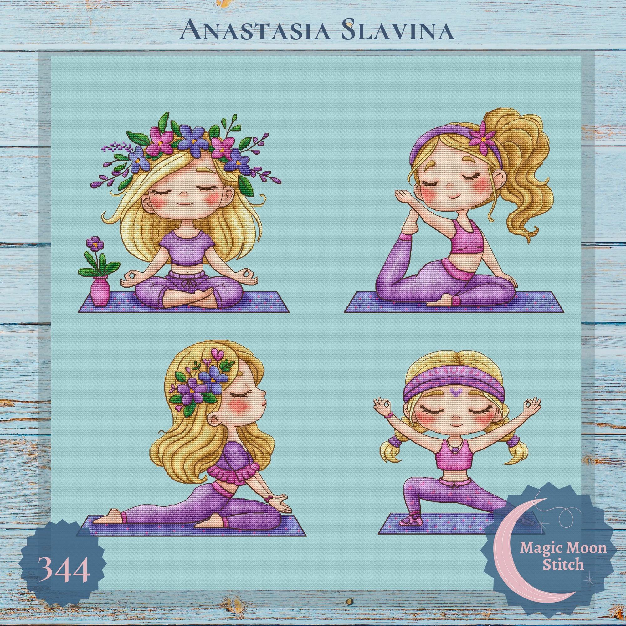 Yoga girls set (3 colors) - cross stitch pattern