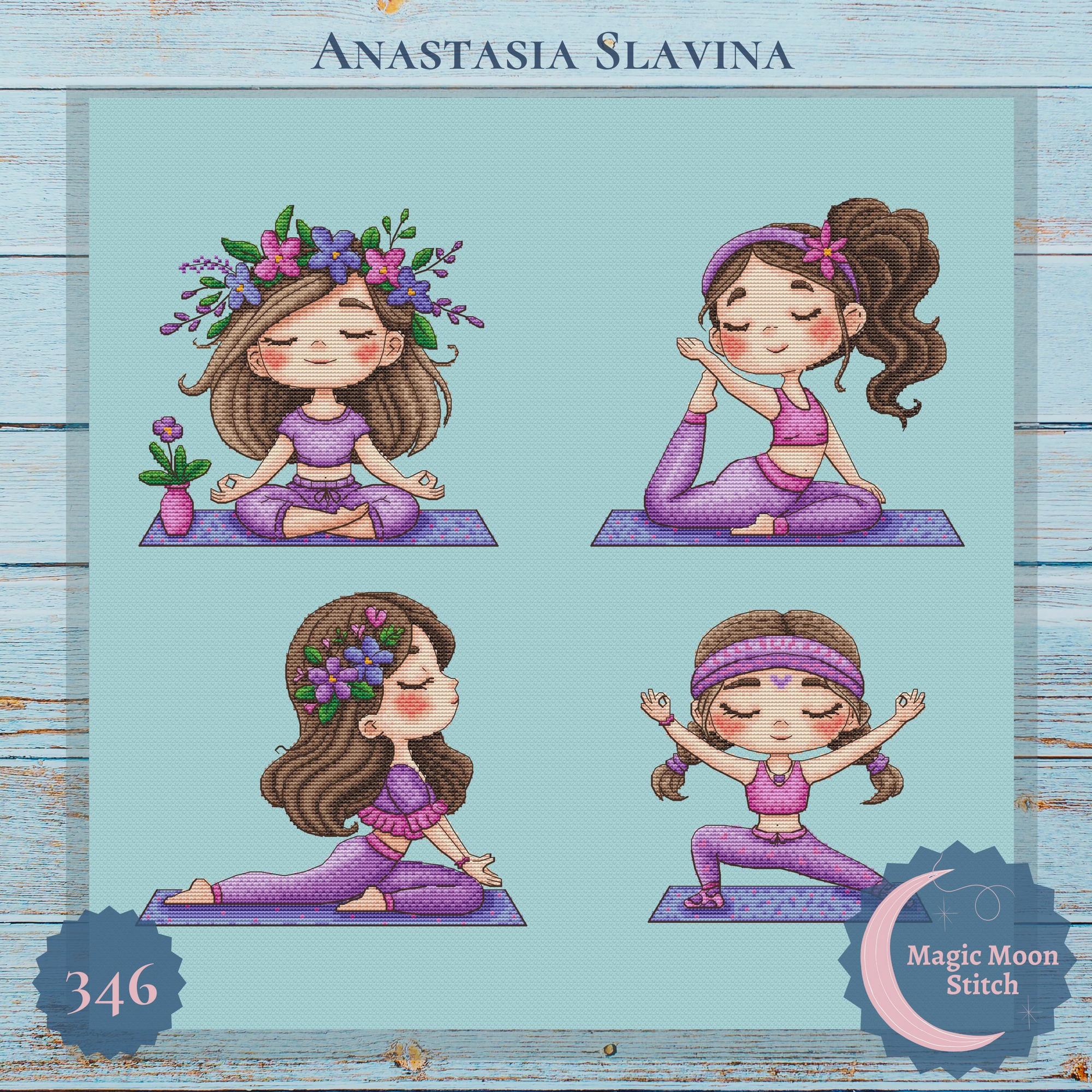 Yoga girls set (3 colors) - cross stitch pattern
