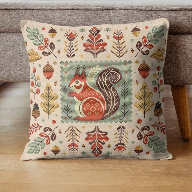 Autumn squirrel sampler - cross stitch pattern