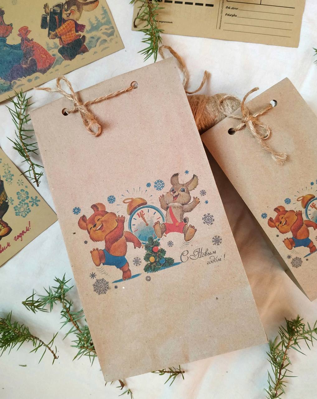 Подарочный пакет новогодний "Полночь" 18*7см