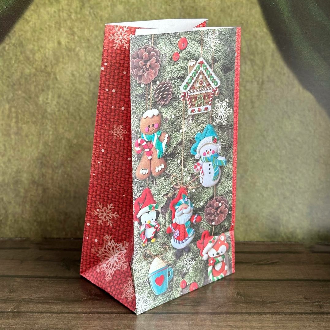 Подарочный пакет новогодний "Имбирное печенье" 19*10 см