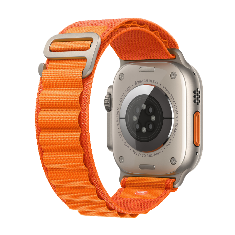 STKLSTG Apple Watch Series Ultra Titanium Case with Orange Alpine Loop