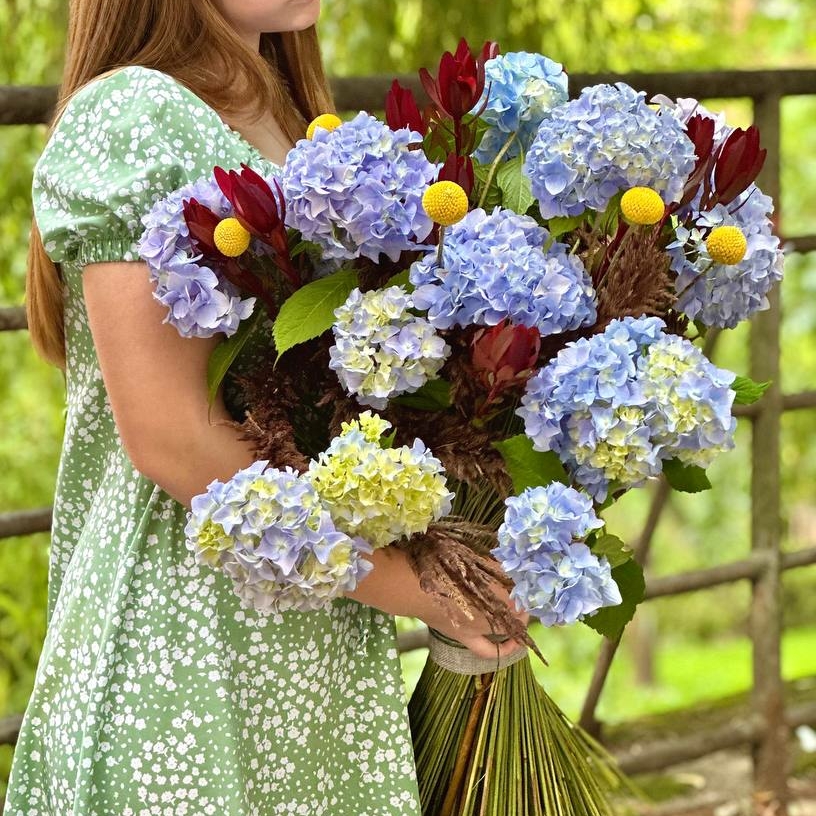 Mix bouquet blue hydrangea
