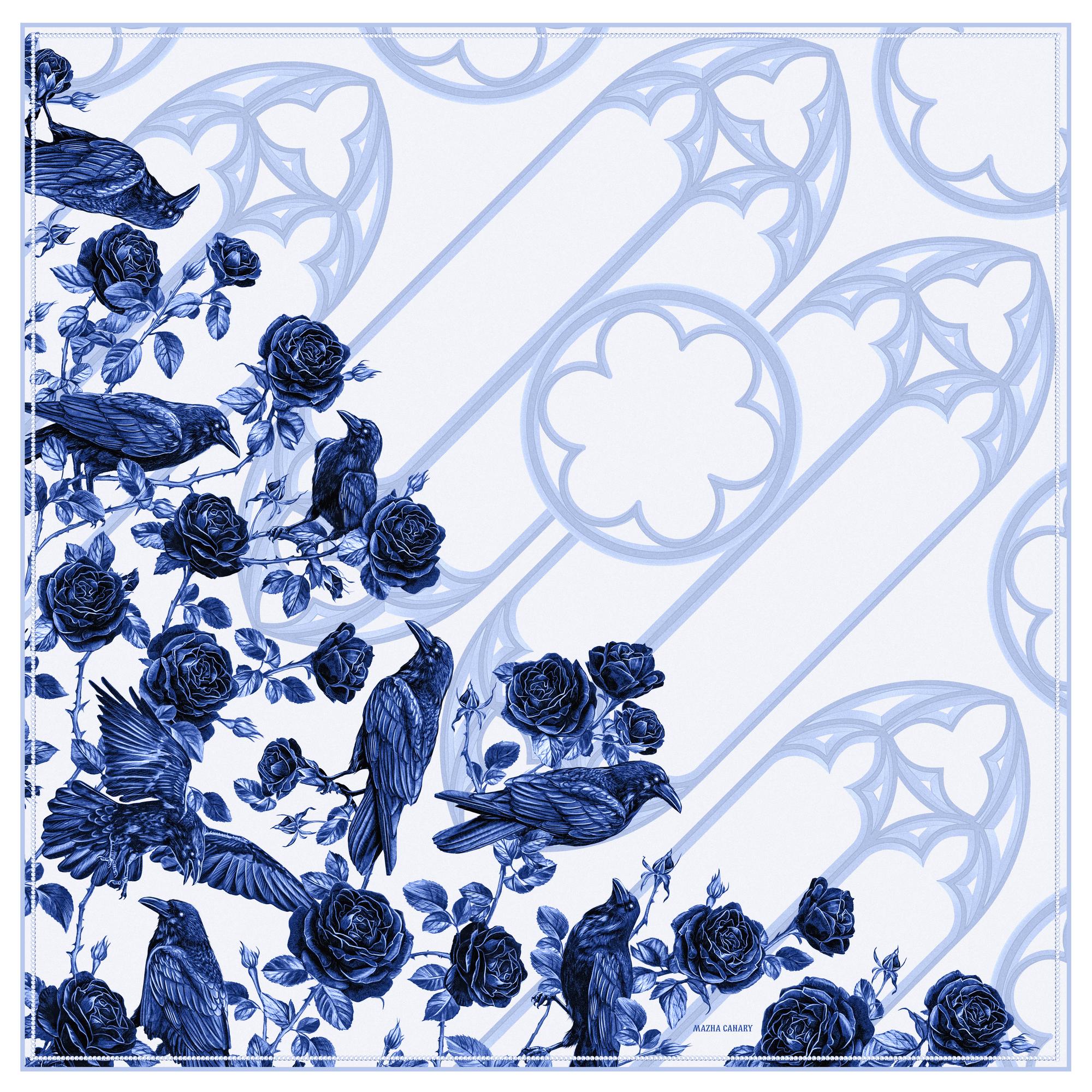 Платок "Фарфоровые вороны"