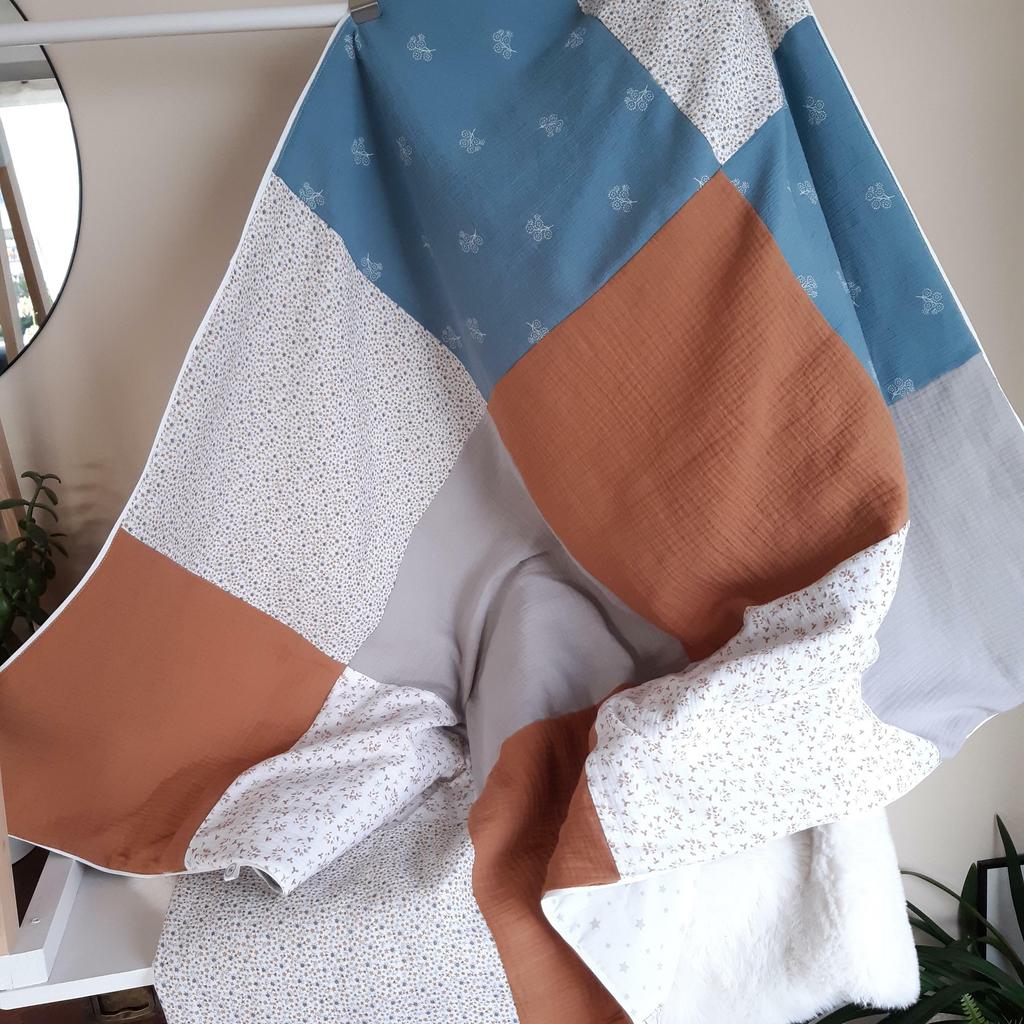 Couverture patchwork grands carrés